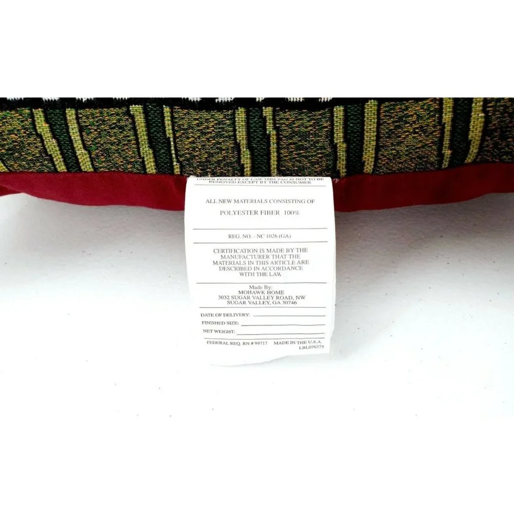 Lisa Hilliker Snowman Pillow Vintage Red Green Tapestry Mohawk USA One Fuzzy